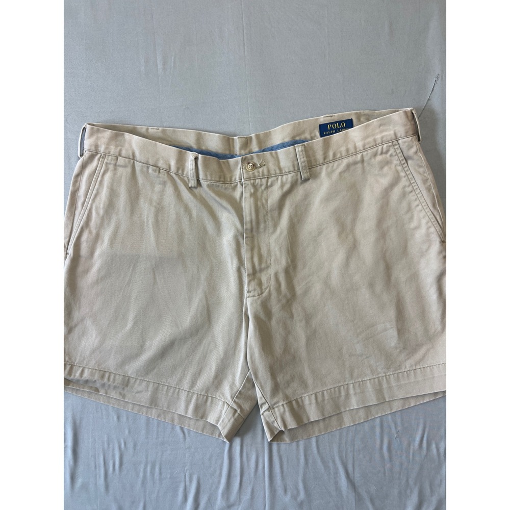 Polo Ralph Lauren Mens Khaki Tan Chino Shorts Size 42 100% Cotton Classic Fit